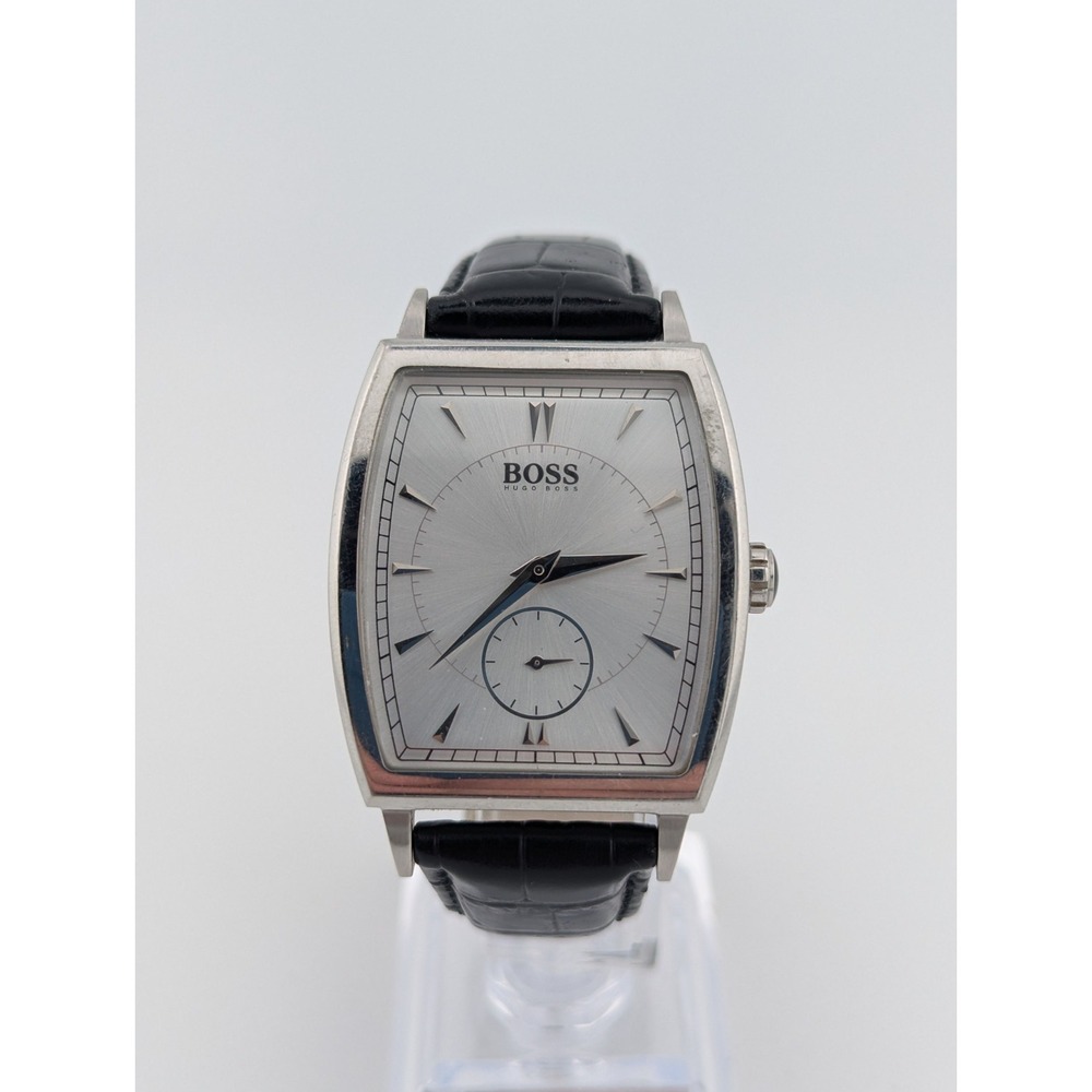 Hugo Boss Men's Silver Tone‎ Rectangle Tank Dress Watch - New Battery - Works